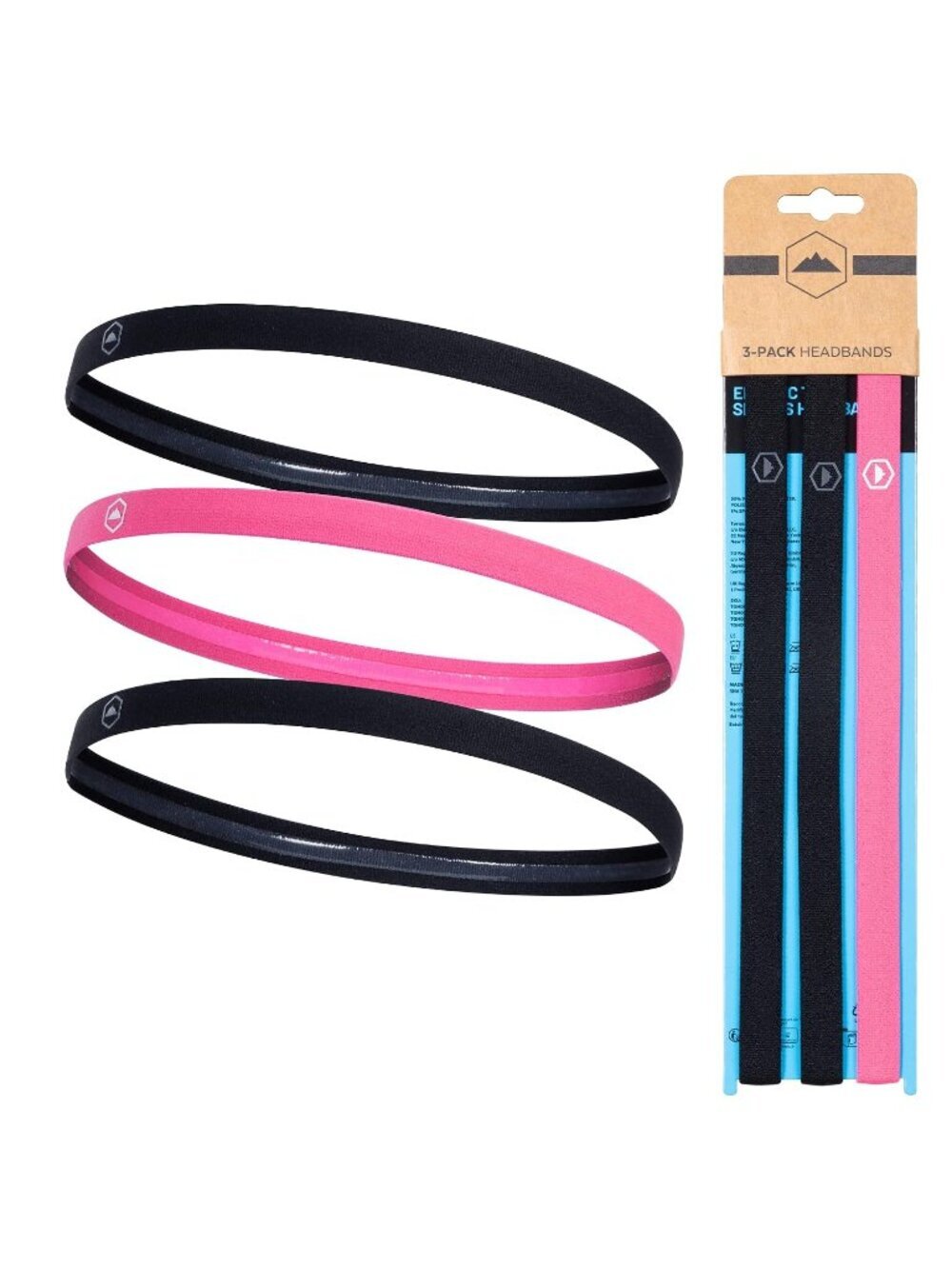 Women's Black Pink Thin Elastic Headbands Workout Sweatbands Hair Accessories